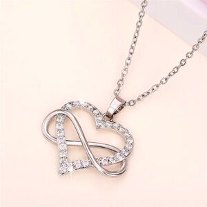 Elegant Silver Heart Infinity Necklace